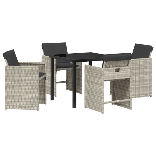 vidaXL Garden Dining Set 5 pcs Brown Poly Rattan