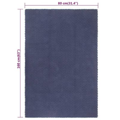 vidaXL Rug Rectangular Navy Blue 80x160 cm Cotton