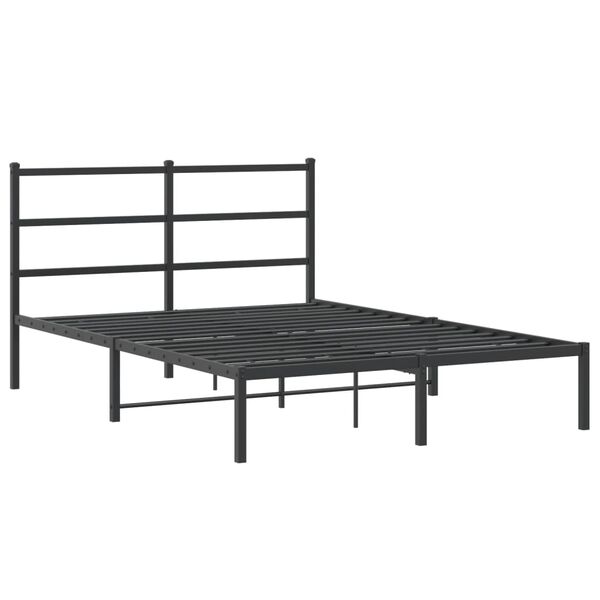 vidaXL Metal Bed Frame without Mattress with Headboard Black 140x190cm