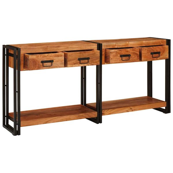 vidaXL Console Tables 2 pcs Brown 160 x 33 x 75 cm Solid Acacia wood