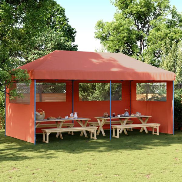 vidaXL Foldable Party Tent Pop-Up with 3 Sidewalls Terracotta