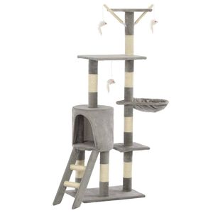 vidaXL Cat Tree | Grey | Particle board, plush, sisal | 138 cm tall | Durable