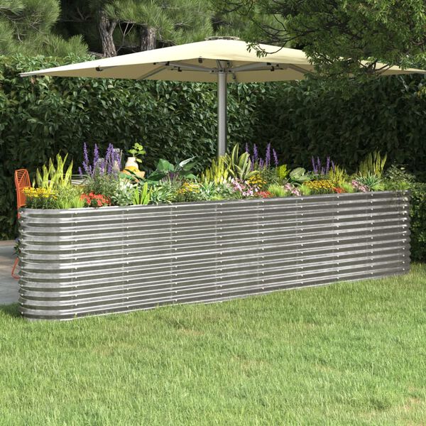 vidaXL Garden Raised Bed Galvanised Steel 332x40x68 cm Silver