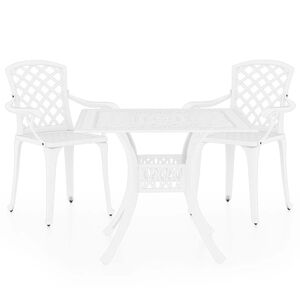 vidaXL 3 Piece Bistro Set Cast Aluminium White