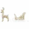 vidaXL Reindeer Pull Sleigh Warm White 30 x 12 x 54.5 cm PET