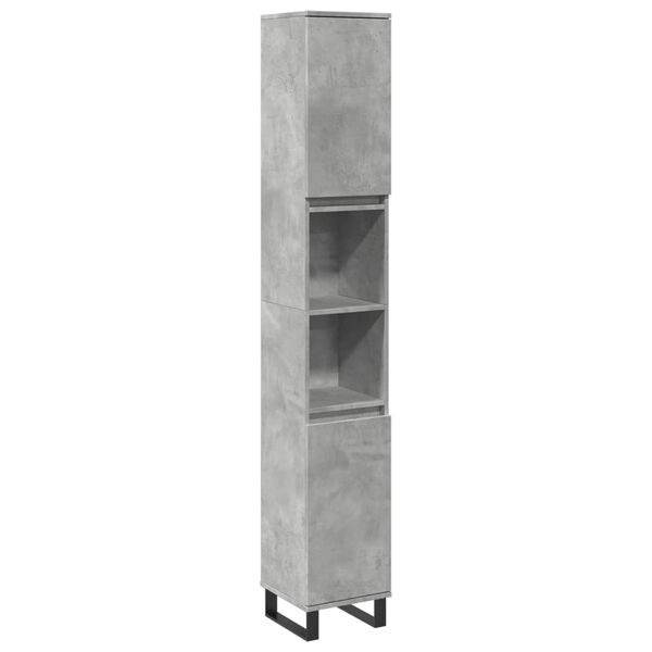 vidaXL Bathroom Cabinet Concrete Grey 30x30x190 cm Engineered Wood