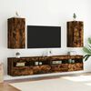 vidaXL TV Wall Cabinets with LED Lights 2 pcs Smoked Oak 30.5x35x70 cm