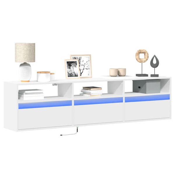 vidaXL TV Wall Cabinet with LED White 180x31x45 cm