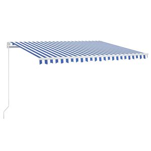 vidaXL Manual Retractable Awning with LED 400x300 cm Blue and White (313201+46831)