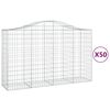 vidaXL Arched Gabion Baskets 50 pcs 200x50x120/140 cm Galvanised Iron