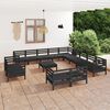 vidaXL 14 Piece Garden Lounge Set Solid Wood Pine Black