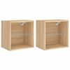 vidaXL Bedside Cabinets with LED Lights Wall-mounted 2 pcs Sonoma Oak