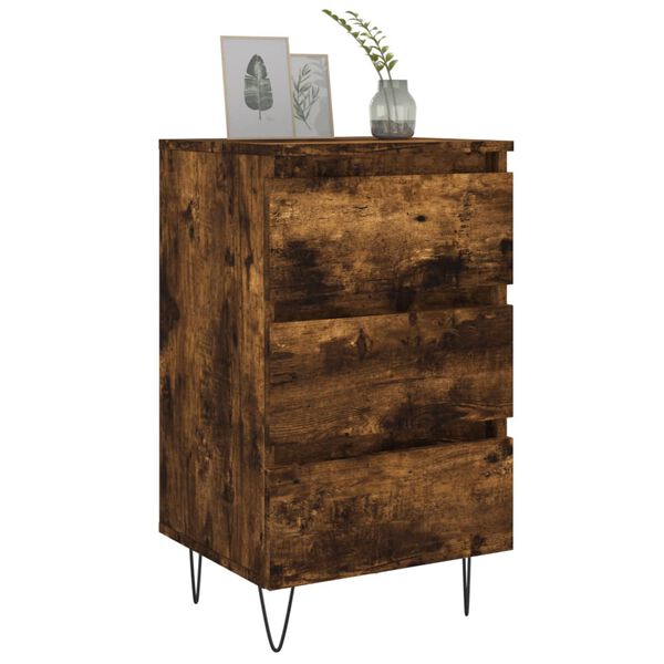 vidaXL Bedside Cabinet Smoked Oak 40x35x69 cm Engineered Wood