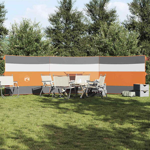 vidaXL Camping Windbreak Grey and Orange 508x130 cm Waterproof