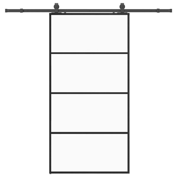 vidaXL Sliding Door with Hardware Set Black 102.5x205 cm ESG Glass