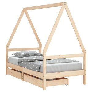 vidaXL Kids Bed Frame with Drawers 80x160 cm Solid Wood Pine