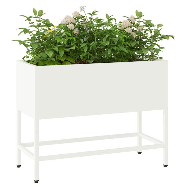 vidaXL Raised Garden Planter White 60 x 26 x 48 cm Steel