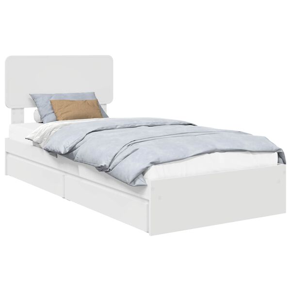 vidaXL Storage Bed with Headboard White 90 x 190 cm Engineered Wood