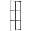 vidaXL Sliding Door with Hardware Set Black 76x205 cm ESG Glass