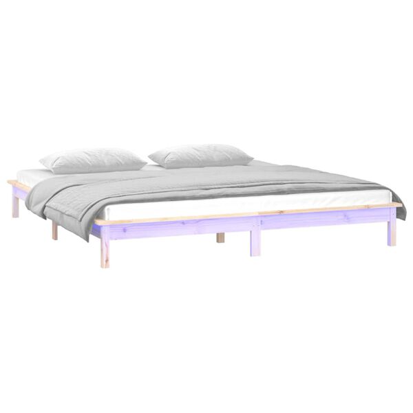 vidaXL LED Bed Frame without Mattress 200x200 cm Solid Wood