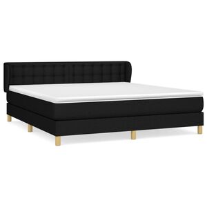 vidaXL Box Spring Bed with Mattress Black 180x200 cm Fabric