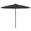 vidaXL Garden Parasol with Wooden Pole Black 299x240 cm