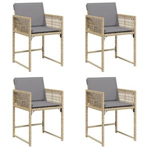 vidaXL Garden Chairs with Cushions 4 pcs Mix Beige Poly Rattan