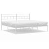 vidaXL Metal Bed Frame without Mattress with Headboard White 183x213cm