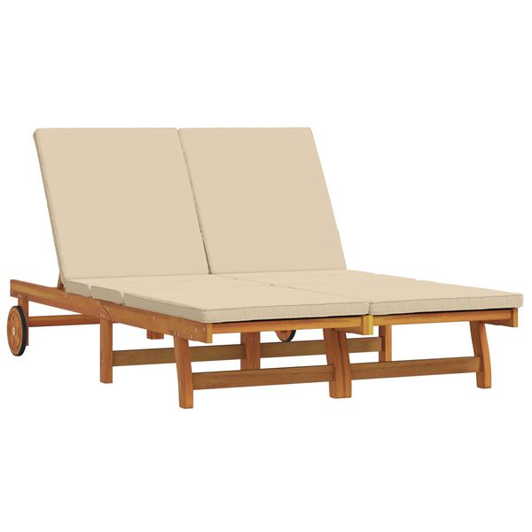 vidaXL Sun Lounger Reclining Brown 125 x 200 x 84 cm Solid Acacia Wood