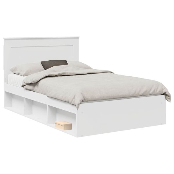 vidaXL Bed Frame with Headboard White 120 x 190 cm Solid Pine Wood