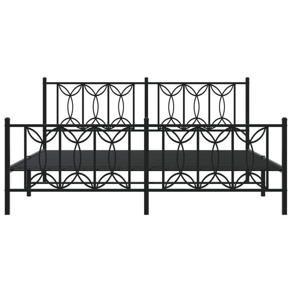 vidaXL Metal Bed Frame without Mattress with Footboard Black 183x213cm