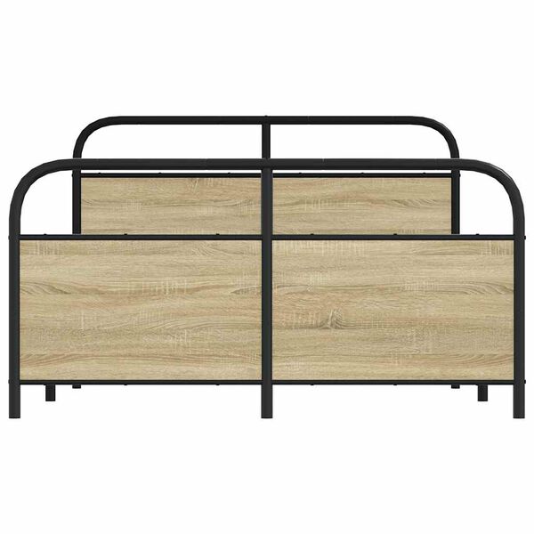 vidaXL Metal Bed Frame without Mattress Sonoma Oak 140x200 cm