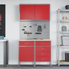 vidaXL Work Bench with Drawer 5 pcs Red 100 x 55 x 200 cm Steel