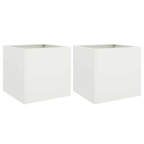 vidaXL Planters 2 pcs White 42x40x39 cm Steel