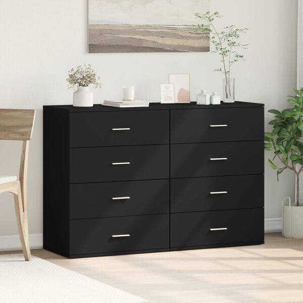 vidaXL Sideboards 2 pcs Black 60x39x80 cm Engineered Wood