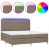 vidaXL Box Spring Bed with Mattress&LED Taupe 200x200 cm Fabric
