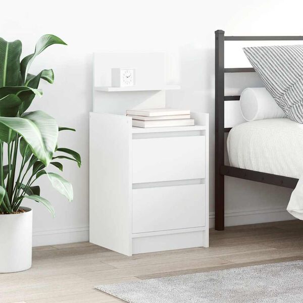 vidaXL Bedside Cabinets with 2 Drawers 2 pcs White 38x34x80 cm