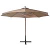 vidaXL Hanging Garden Parasol with Pole Taupe 3.5x2.9 m Solid Fir Wood