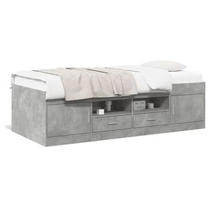 vidaXL Daybed with Drawers without Mattress Concrete Grey 90x190 cm Single