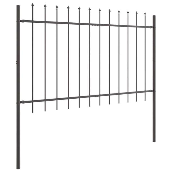vidaXL Garden Fence 7 pcs Grey 11.9 x 1 m Powder-coated Steel