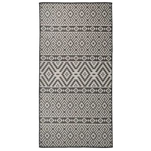 vidaXL Outdoor Flatweave Rug 100x200 cm Black Stripes