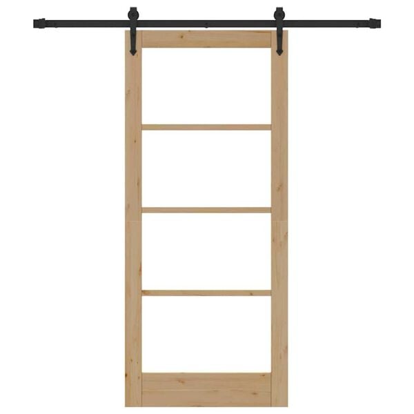 vidaXL Sliding Door Natural 86 x 198.5 cm Solid Pine Wood and Glass