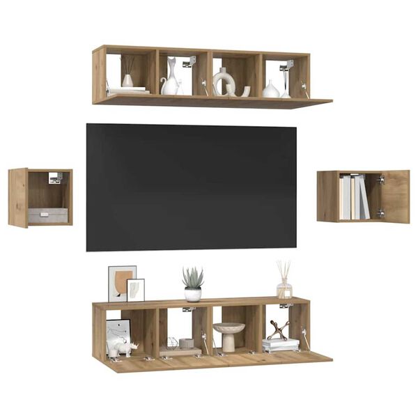 vidaXL TV Cabinet Set Wall-mounted 6 pcs Artisan Oak Engineered Wood