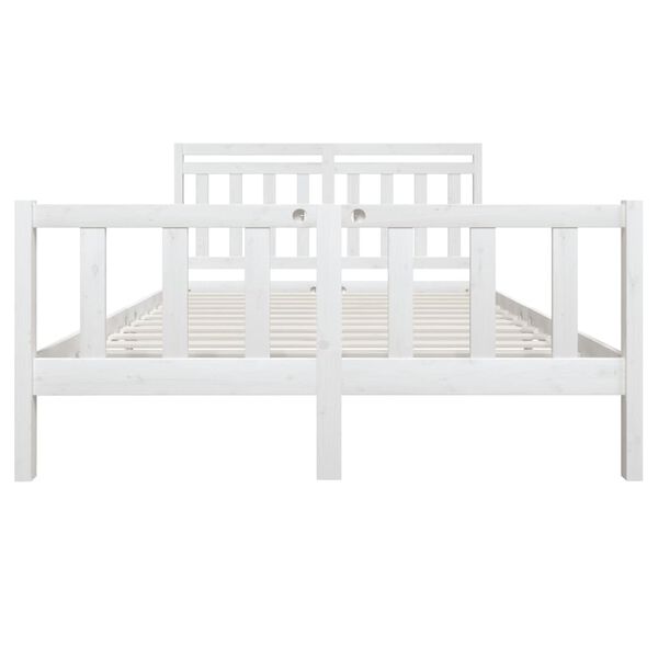 vidaXL Bed Frame without Mattress White King Size Solid Wood