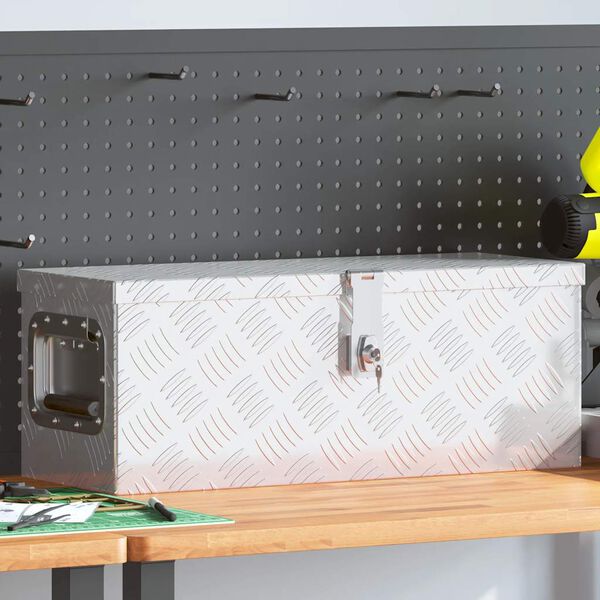vidaXL Storage Box Silver 60x23.5x23 cm Aluminium