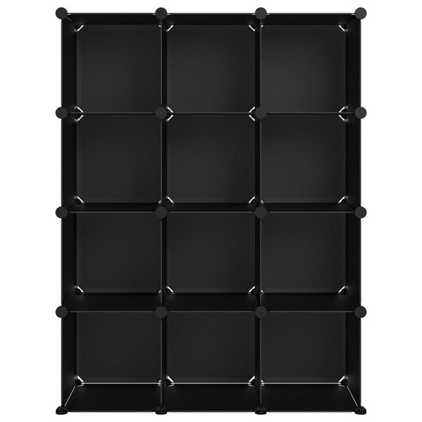 vidaXL Storage Cube Organiser with 12 Cubes Black PP