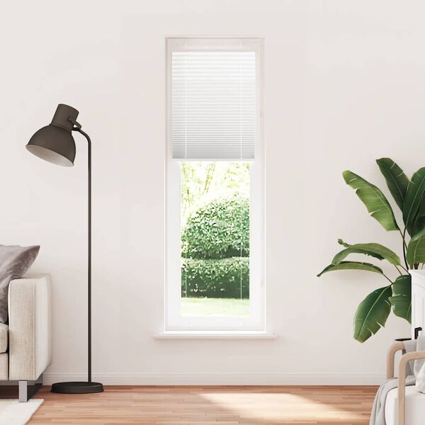 vidaXL Pleated Blind White 65x200 cm Fabric Width 64.4 cm Polyester