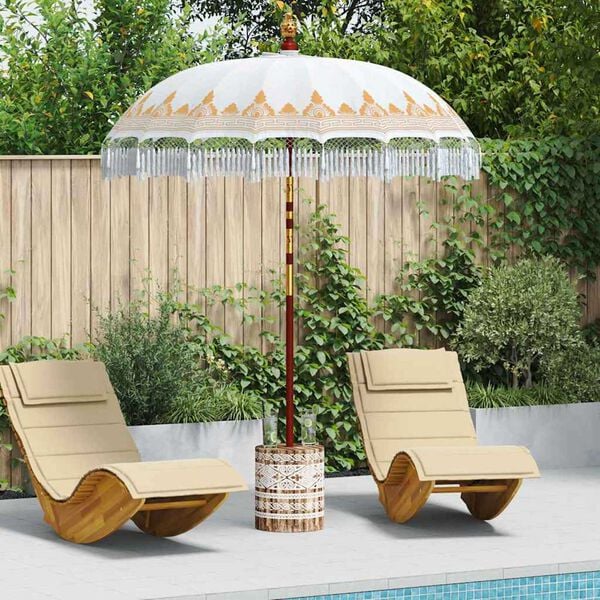 vidaXL Balinese Parasol Cream 180-190 cm Cotton and solid wood