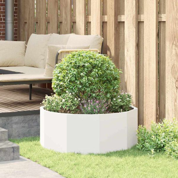 vidaXL Planter White 90 x 90 x 35 cm Steel