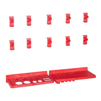 vidaXL 136 Piece Storage Bin Kit with Wall Panels Red and Black